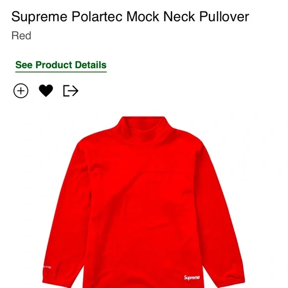 Supreme Polartec Mock Neck Pullover M NWT Supreme polartec mock